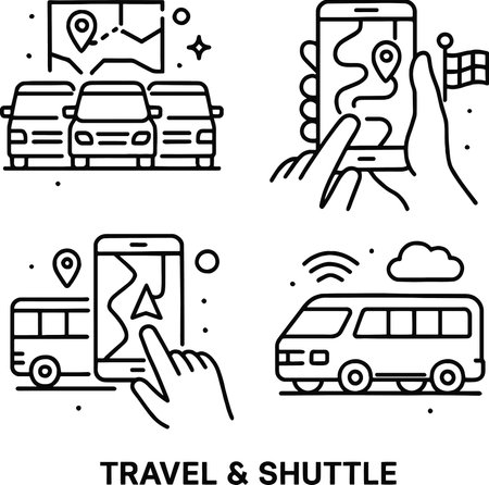 Travel and transport icons set. Outline illustration of travel and transport vector icons for webのイラスト素材