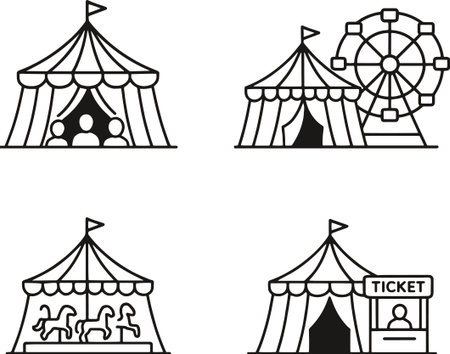 Circus tent icon set isolated on white background. Vector illustration.のイラスト素材