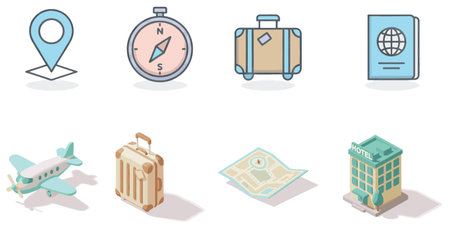Set of travel icons. Isometric illustration of set of travel icons for web designのイラスト素材
