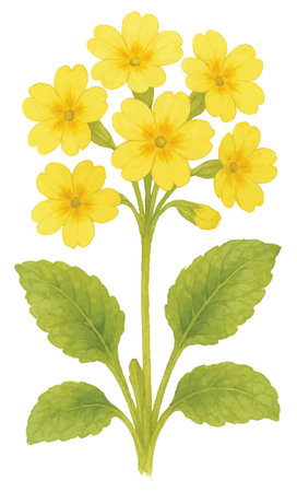 Primula veris. Primula veris is a species of flowering plant in the Primula family.のイラスト素材