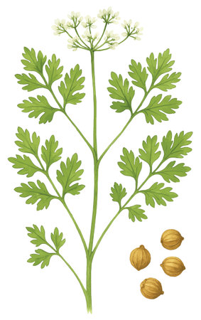 Cardamom and coriander. Isolated on a white background.のイラスト素材