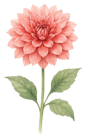Pink dahlia flower isolated on white background. Vector illustration.のイラスト素材