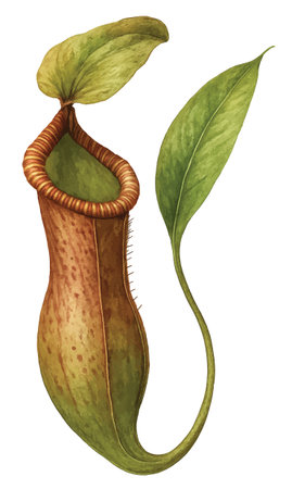 Nepenthes, carnivorous plant on a white background. Illustrationのイラスト素材
