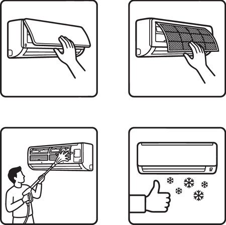 Air conditioner icon set. Vector illustration isolated on white background.のイラスト素材