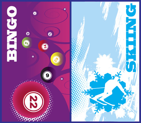 Vertical ski and bingo banners.Vector illustrations.のイラスト素材