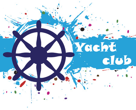 Abstract blue splash and steering wheel.Sea background for bannersのイラスト素材