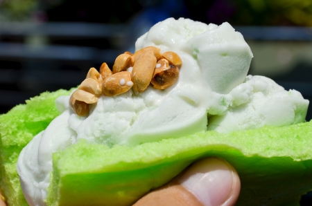 Coconut milk ice cream in Bai-Teoy Bread so deliciousの写真素材