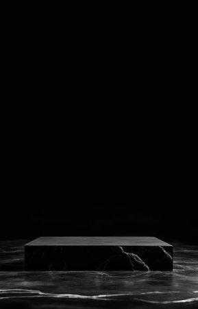 black stones for product presentation podium background. AI generated.の素材