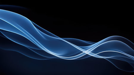 beautiful abstract wave technology background with blue light, digital wave effect, corporate concept. AI generated.の素材