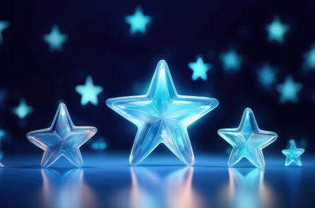Blue star made of crystal. Ice star. AI generated.の素材
