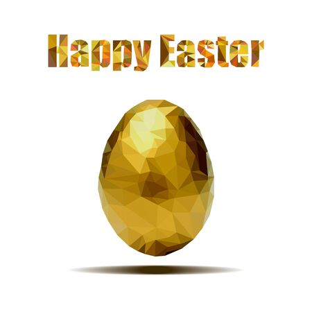 Vector Happy Easter  polygonal illustration with egg. Easter vector card with golden polygonal egg.のイラスト素材