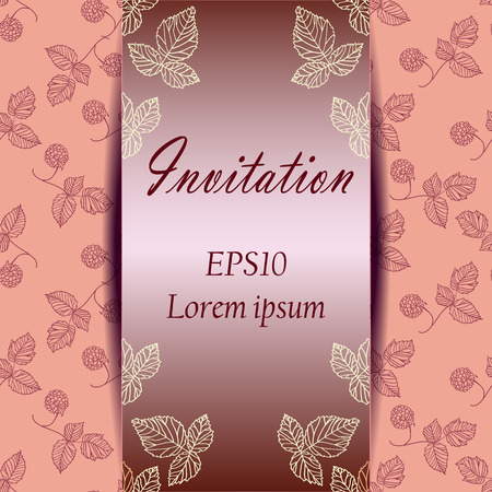 Vector wedding invitation. Vector card with raspberries. Vintage vector card template.のイラスト素材