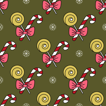 Vector seamless pattern with Christmas candy canes for Christmas holidays and New Year 2017. Vector illustration for Merry Christmas and Happy New Year print design.のイラスト素材