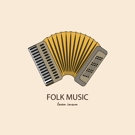 Accordion  . Thin line icon with music instrument. Harmonica iconのイラスト素材