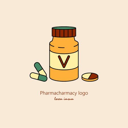 Container for pills. Vitamins design, vector illustrationのイラスト素材