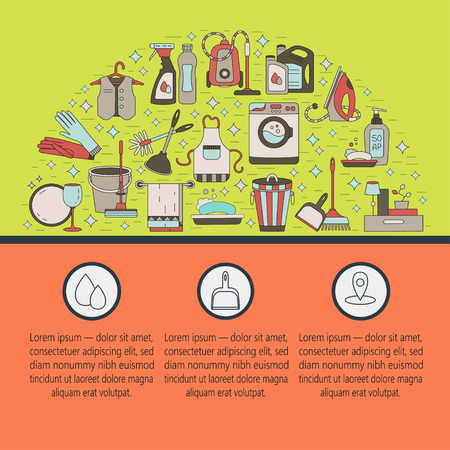 House cleaning vector card. For cleaning companies, laundries and dry cleaners service. Good for web and print.の写真素材