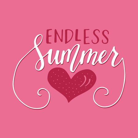 Vector lettering summer card. Handdrawn positive unique calligraphy.のイラスト素材