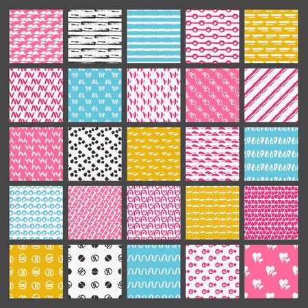 WebBig bundle of 50 vector hand drawn seamless textures. Grunge styled, ultimate hand drawn with ink and then digitized into vector.のイラスト素材