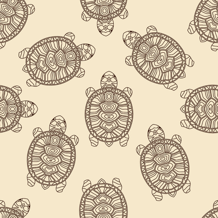 Seamless vector pattern with turtles.のイラスト素材