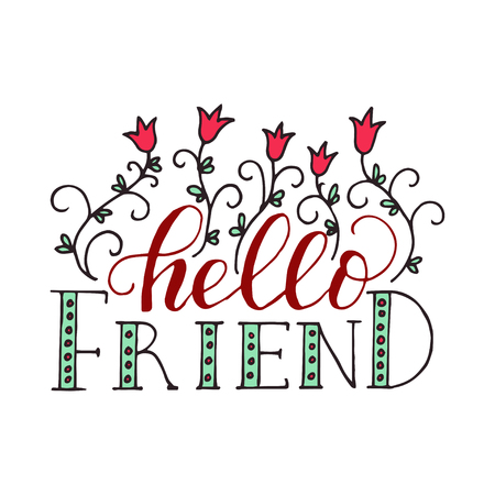 Lettering card for friendship day. Handdrawn unique calligraphy for greeting cards, mugs, t-shirts, ets.のイラスト素材