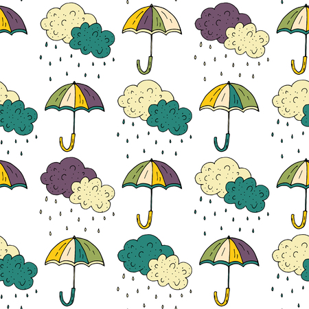 Autumn seamless pattern with umbrellas.のイラスト素材