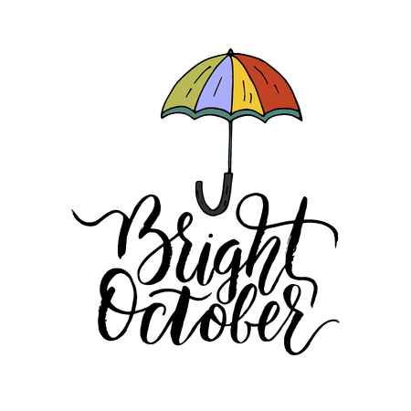 Handdrawn unique autumn card with brush lettering quote.のイラスト素材