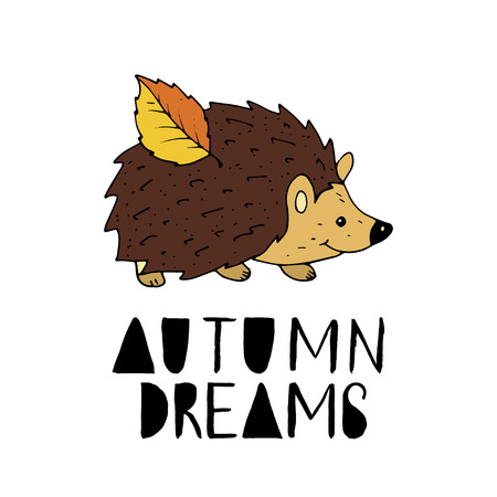 Handdrawn unique autumn card with brush lettering quote.のイラスト素材