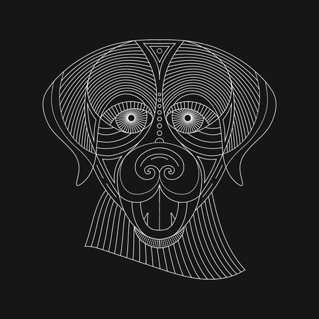 Geometric dog icon on black background.のイラスト素材