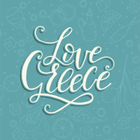Love Greece. Lettering handdrawn quote.のイラスト素材