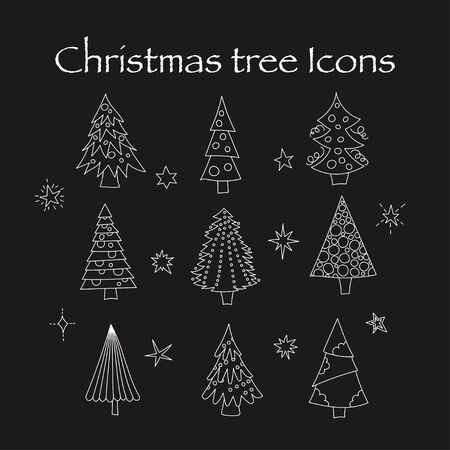 Vector icon set with Christmas trees.のイラスト素材