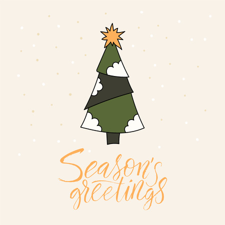 Vector Christmas card with hand lettering.のイラスト素材