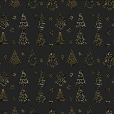 Vector Christmas seamless pattern with Christmas trees.のイラスト素材