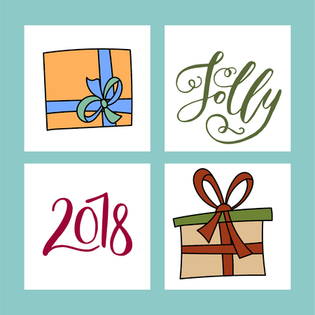 Vector Christmas card with hand lettering.のイラスト素材