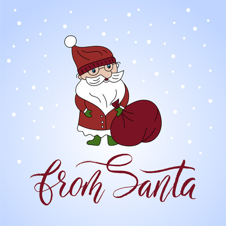 From Santa. Vector Christmas card with Santa Claus and hand lettering.のイラスト素材