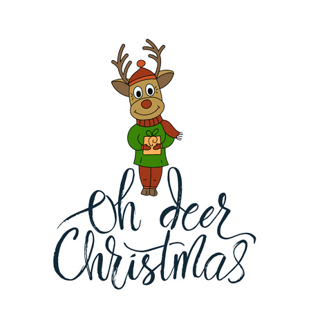 Vector Christmas card with hand lettering.のイラスト素材