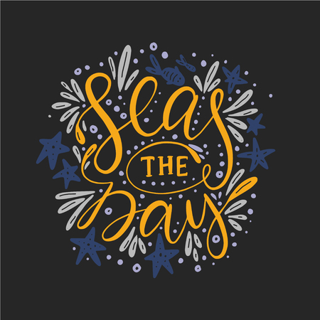 Seas the day Vector card.のイラスト素材