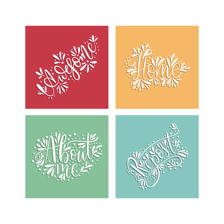 Social media related lettering set vector illustrationのイラスト素材