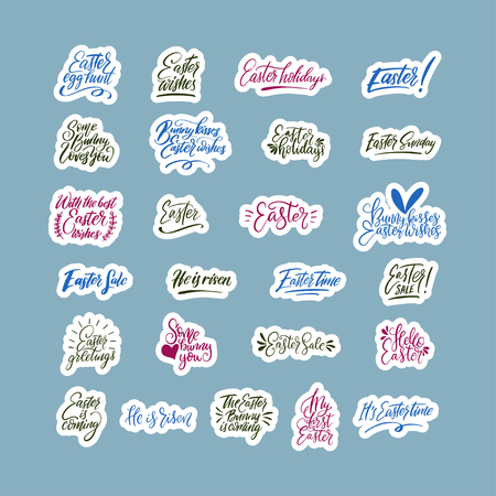 Handdrawn Easter vector lettering set.のイラスト素材