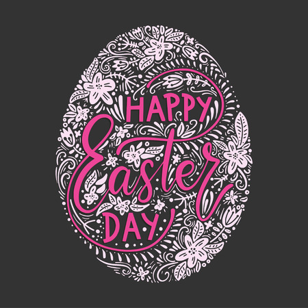 happy Easter lettering cardのイラスト素材