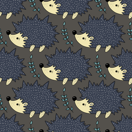 Seamless vector forest pattern with cute color illustrations.のイラスト素材