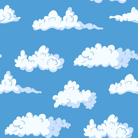 Cloud vector Seamless pattern. Fluffy sky drawing. Heaven spring wallpaper.のイラスト素材
