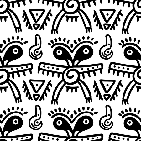 Seamless aztec vector pattern. Tribal traditional indian fabric design. Folk vintage illustration.のイラスト素材