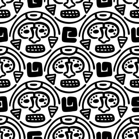 Seamless aztec vector pattern. Tribal traditional indian fabric design. Folk vintage illustration.のイラスト素材