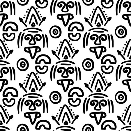 Seamless aztec vector pattern. Tribal traditional indian fabric design. Folk vintage illustration.のイラスト素材