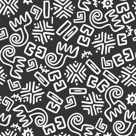 Seamless aztec vector pattern. Tribal traditional indian fabric design. Folk vintage illustration.のイラスト素材