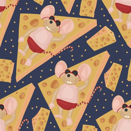 Christmas vector mouse seamless pattern.のイラスト素材