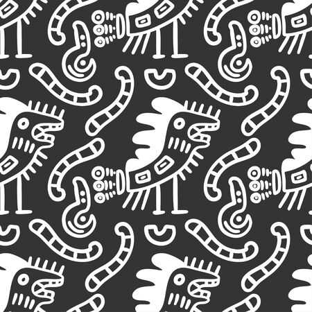 Seamless aztec vector pattern. Tribal traditional indian fabric design. Folk vintage illustration.のイラスト素材