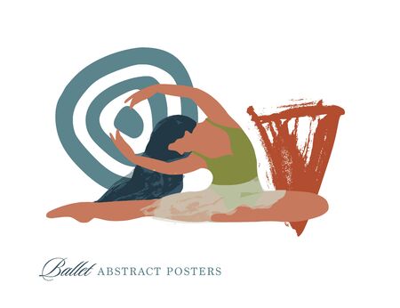 Abstract vector illustration. Flat and Hand drawn brush ink textured art.のイラスト素材