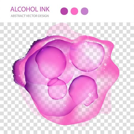 Abctract vector alcohol ink liquid illustration. 3d fluid flow shape. Color isolated pink splash in modern style, isolated with cool transparent texture.のイラスト素材