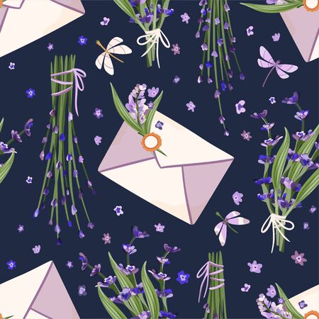 Provence seamless vector vintage pattern in a flat style.のイラスト素材